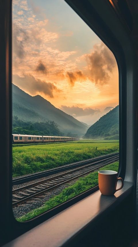 清晨的火车之旅,城市到乡间风光