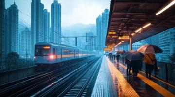 受到暴雨的影响,火车晚点超过一个小时