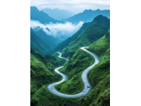 在贵州苗岭曲折蜿蜒的山路上，一列宛如巨龙般的绿皮火车徐徐前行