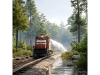 美国一列货运火车失控冲入停放路边的SUV