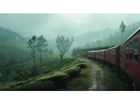 平山黄金寨的悬壁火车火了,据说这种观光火车在全国首开先河，火车就像一条小红龙