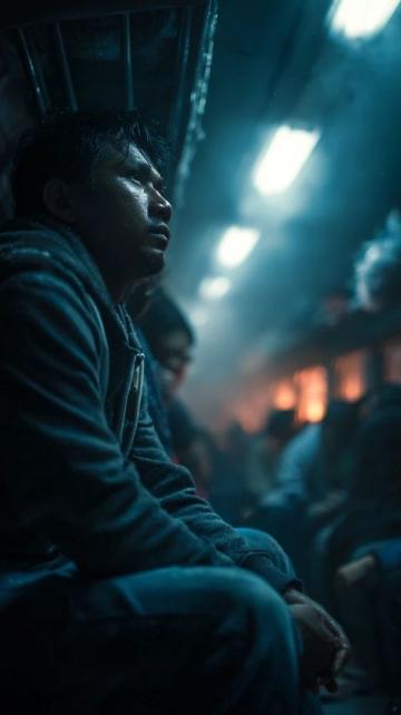 在一列夜深人静的列车上，一个女子坐了下来