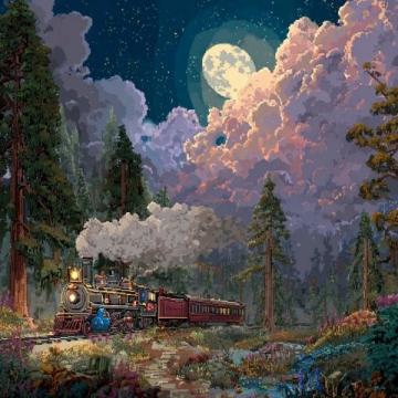 穿越夜晚的绿皮火车9.23