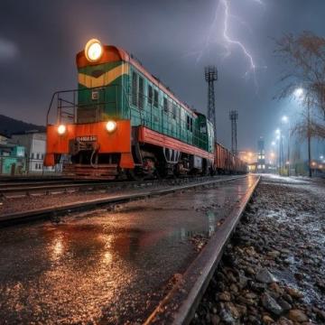 暴雨袭来，列车遇塌方受阻，乘客等待救援中