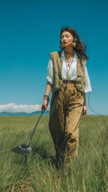 知名人士Zhuo Zhou乘坐绿皮火车出差：身着休闲装，手提行李箱，手机不离手处理事务