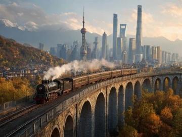 中国重载列车首次跨越天空