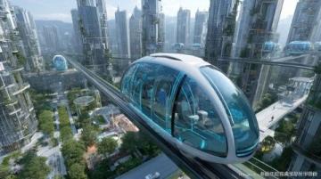 城市上空的自动驾驶单轨列车(单轨列车 自动)