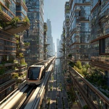 城市上空的自动驾驶单轨列车(单轨列车 自动)