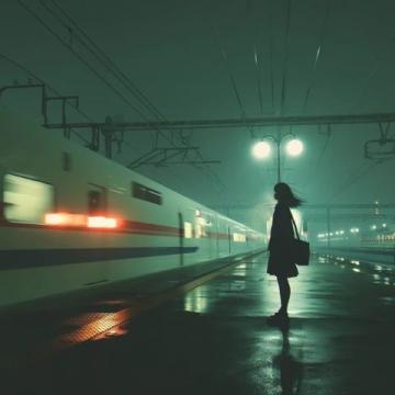 冬夜冷冽：孤独站台的寒风之痛