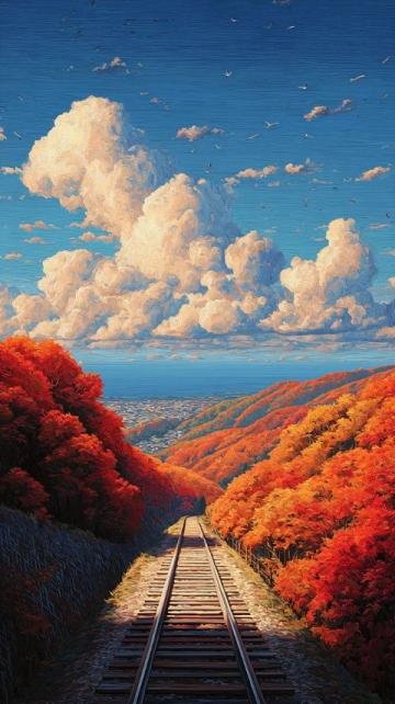 秋日列车穿越美景沿途风光无限好