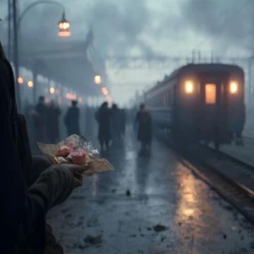 冬日火车站暮色下的离别与启程