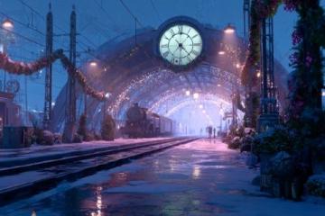 冬日火车站暮色下的离别与启程