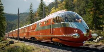 橙色双层火车_火车双层列车