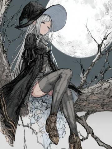 月下列车上的白发少女：巫师帽下的轻盈之舞