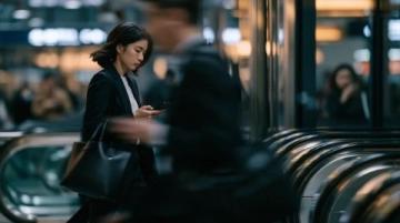 近日，在国铁北京局辛集南站站台，列车进站铃声一直在响，一名女子站在队伍的最前面